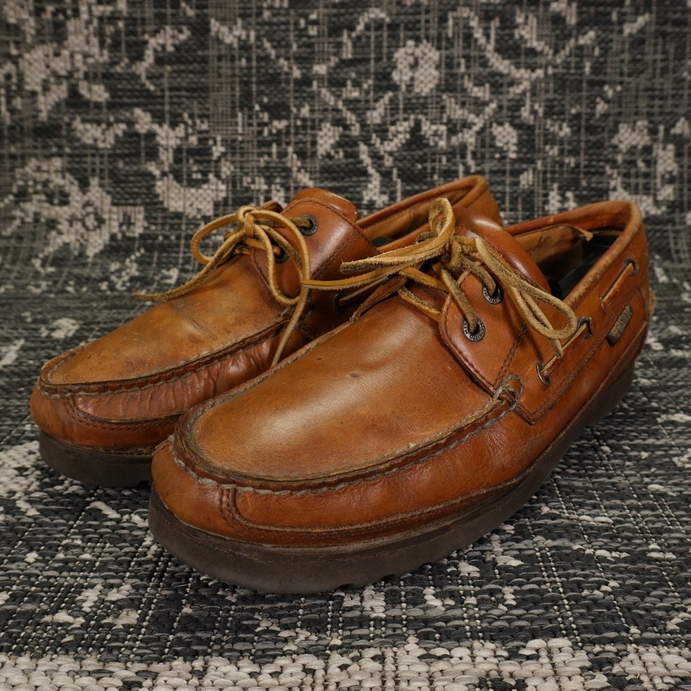 VTG Mephisto Mens 10 Leather Boat Shoes Brown Lace‎ Portugal Casual Deck Comfort
